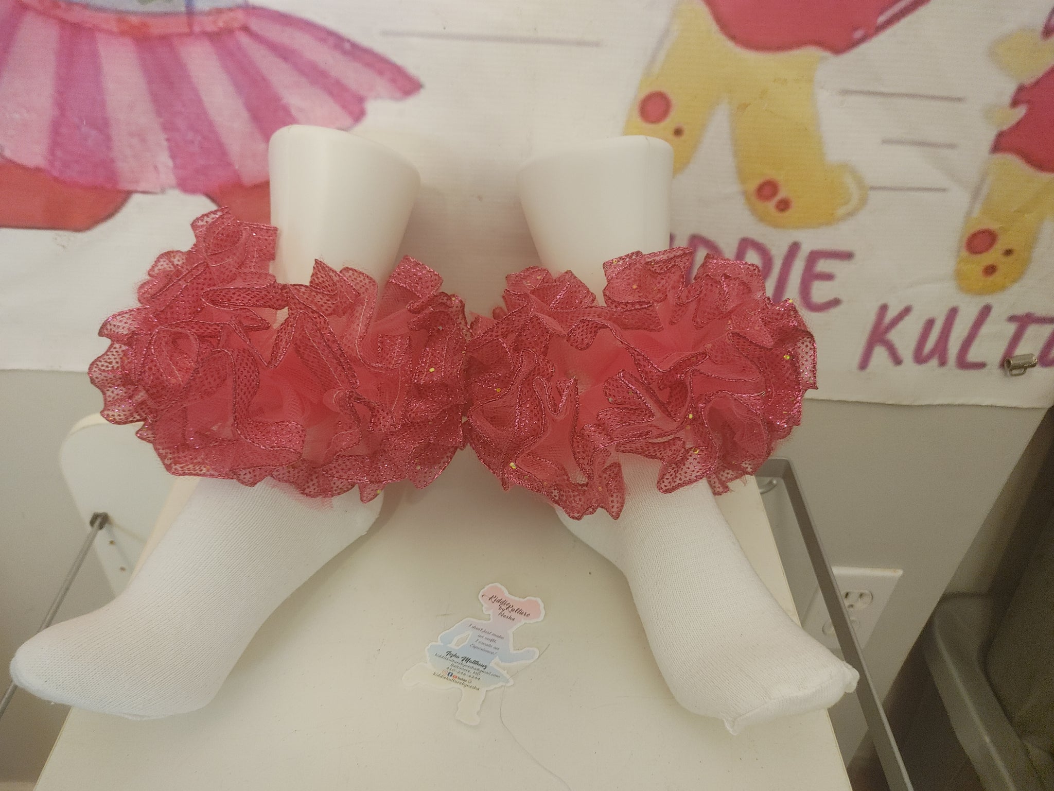 Ribbon  trim tulle.  nesha's socks. All children sizes. Birthday.Church. School
