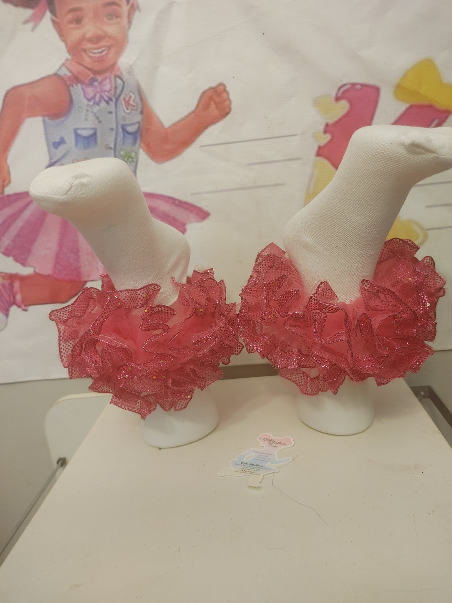 Ribbon  trim tulle.  nesha's socks. All children sizes. Birthday.Church. School
