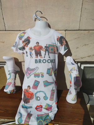 Custom regular or shirt dress with matching socks