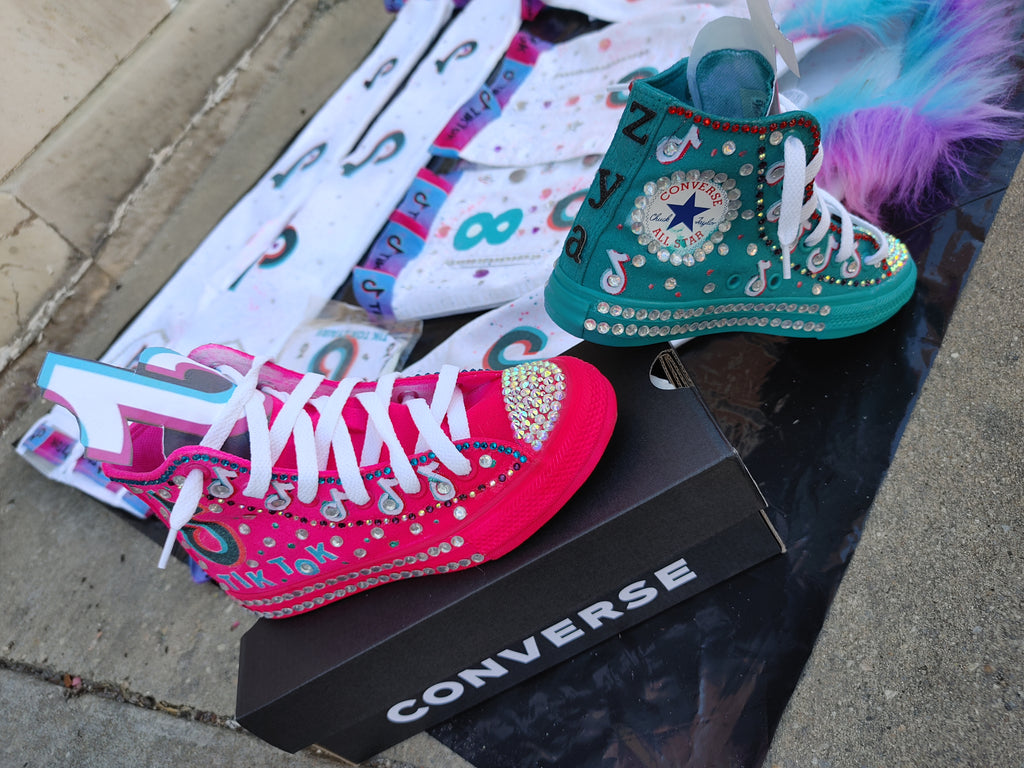Canvas. Dyed style shoe design. Fabric and bling birthday. Christmas gift