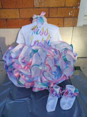 pastel or dark rainbow ribbon tutu