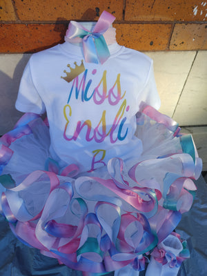 pastel or dark rainbow ribbon tutu