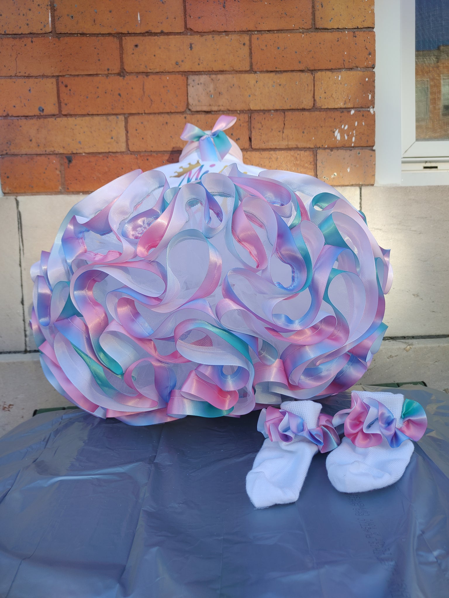 pastel or dark rainbow ribbon tutu