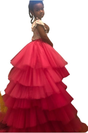 Famous female Rappers daughter multiple ruffle layer train for a  tutu