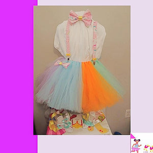 Happy face mouse turtles Suspenders and Bowtie. Tutu Set.  birthday graduation
