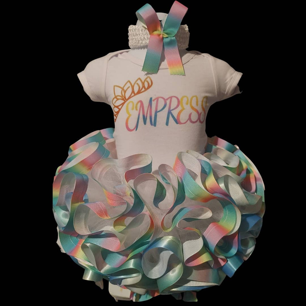 pastel or dark rainbow ribbon tutu