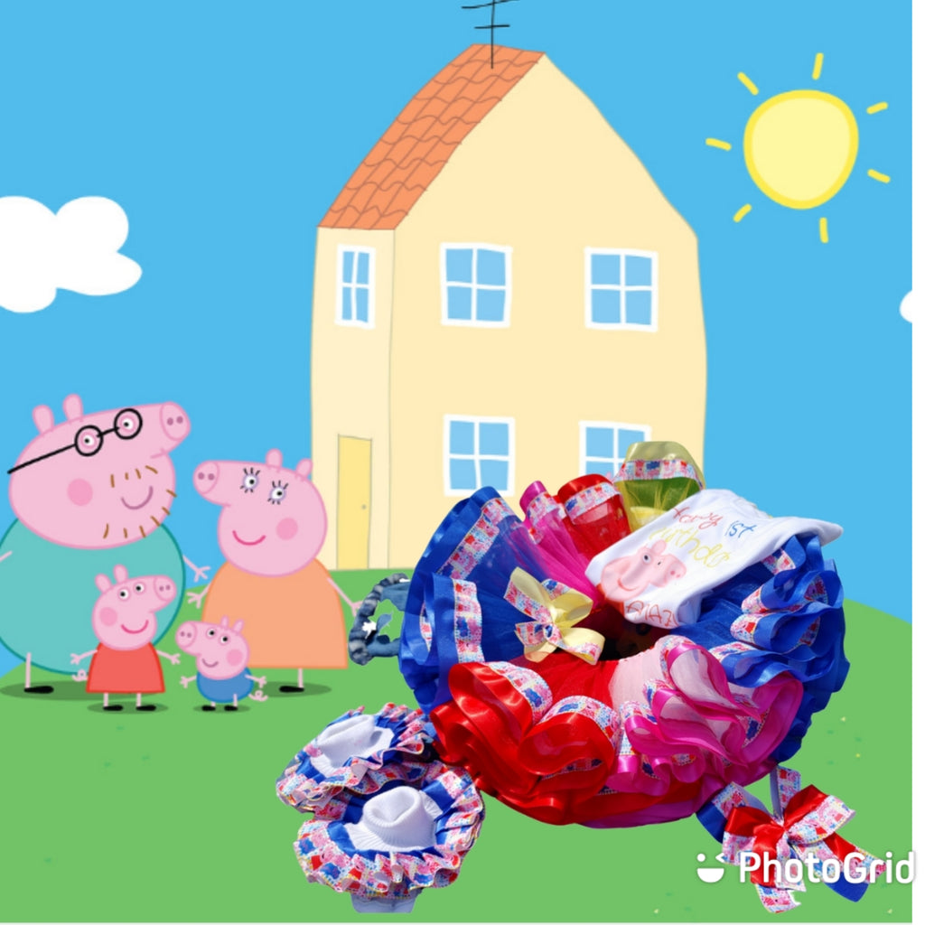 section off Character and plain ribbon tutu outfit event, birthday shark doo, lol , pj, Mouse