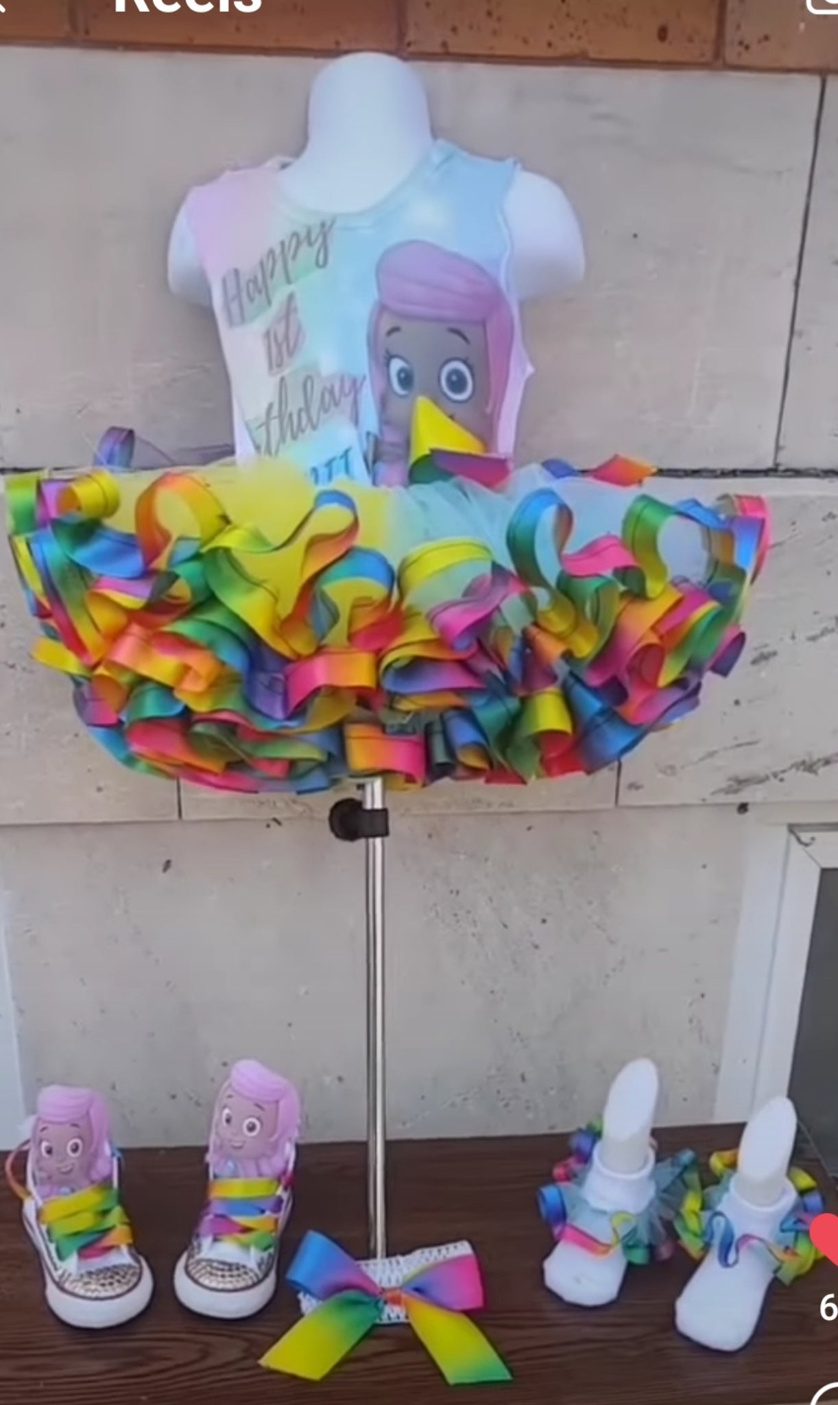 pastel or dark rainbow ribbon tutu