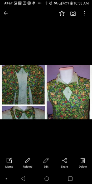 Teen/adult Vest and bowtie only. Any style bowtie any character