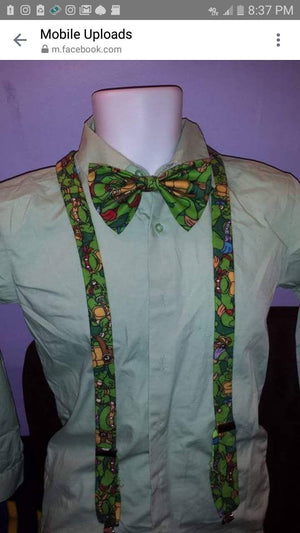 Happy face mouse turtles Suspenders and Bowtie. Tutu Set.  birthday graduation