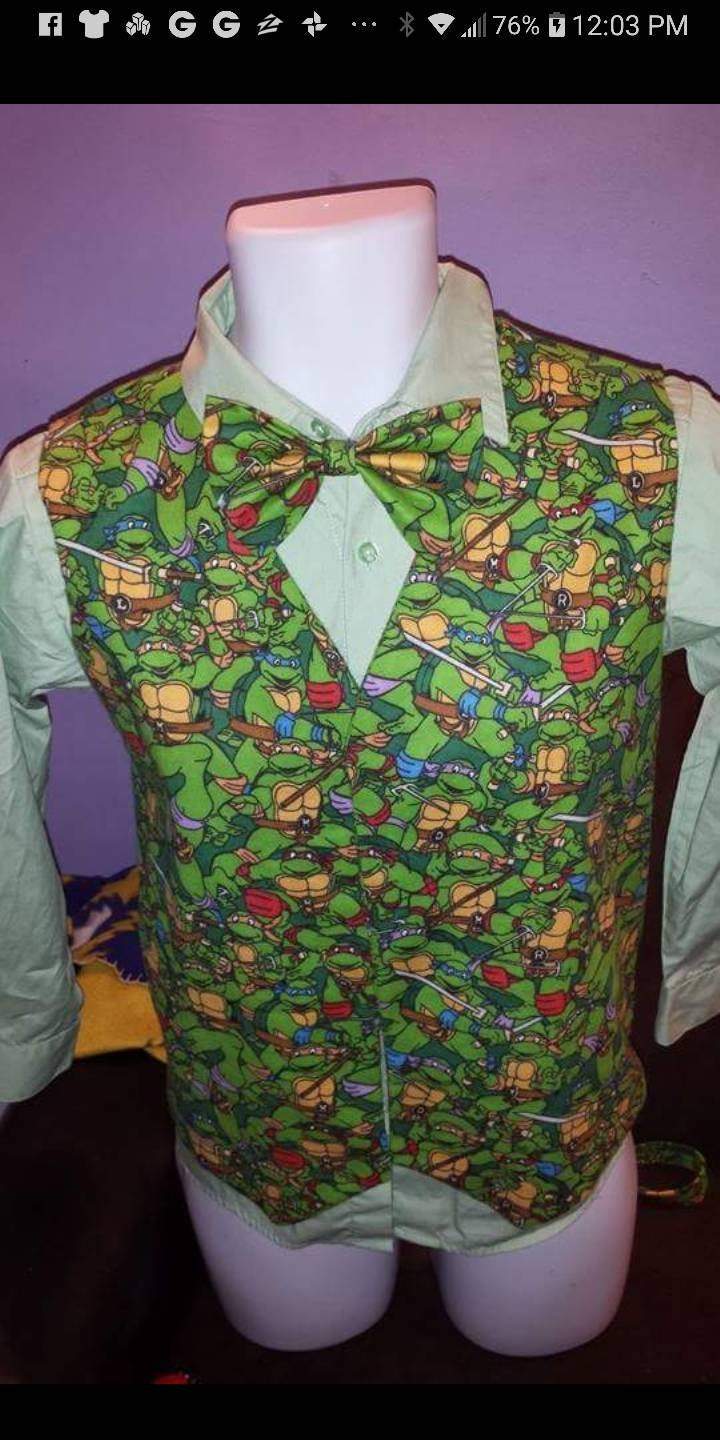 Teen/adult Vest and bowtie only. Any style bowtie any character