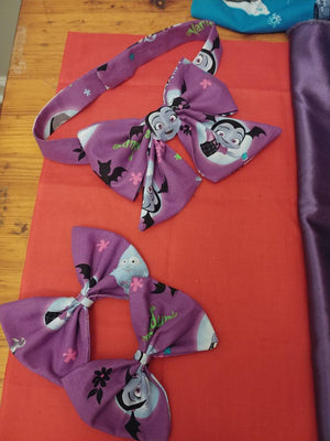 Happy face ,vamp girl. school birthday school tie  Bowtie socks and hair bow headband This can be added to an y tutu outfit except the tutu dr. ..