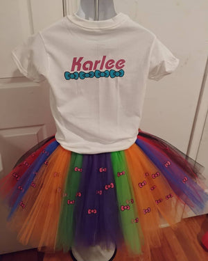 Personalized Bat verse inspired Jean vest jacket an inspired tutu outfit event birthday Rainbows unicorns shark