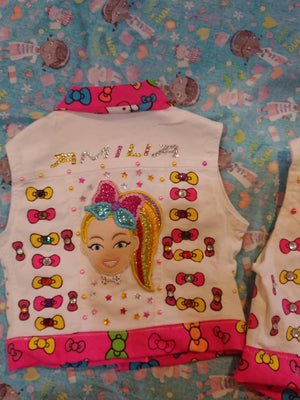 Mommy and me brown girl Personalize jean vest Birthday big head dolls boss doll inspired Jean ves