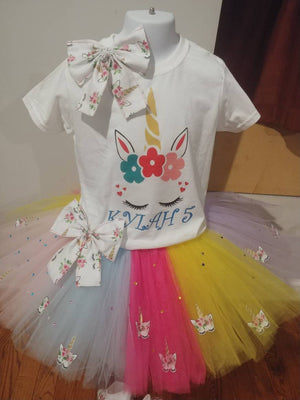 Unicorn tutu outfit event, birthday baby