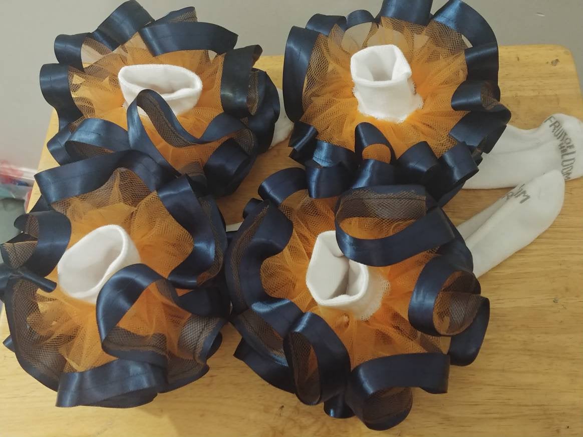 Ribbon  trim tulle.  nesha's socks. All children sizes. Birthday.Church. School