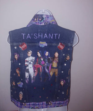 Personalized  inspired Jean vest jacket birthday gift. Any theme