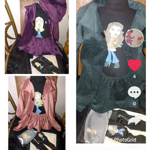 Long coat/jacket  n skirt with matching Bette n long socks n shirt