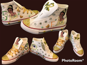 Bling Canvas style shoe design. Fabric and bling birthday. Christmas gift